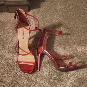 Bebe Shiny Pink Strappy Heels